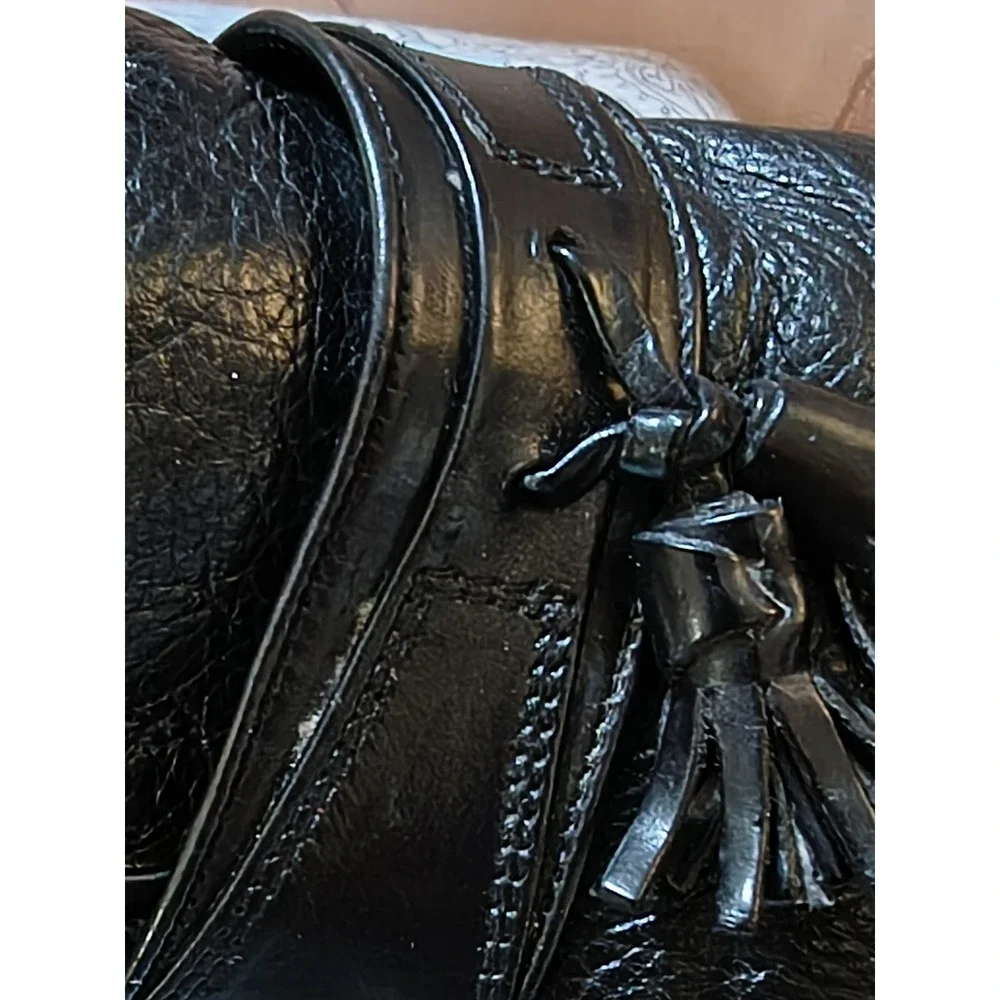 Vito Rufolo 11M Made In Italy Men's Black Tassled Loafers Classic Designer EUC